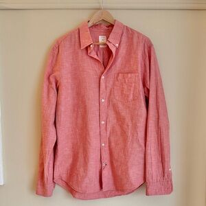 GAP Men's 100% Cotton Linen look Oxford Button-Down Shirt Long Sleeve